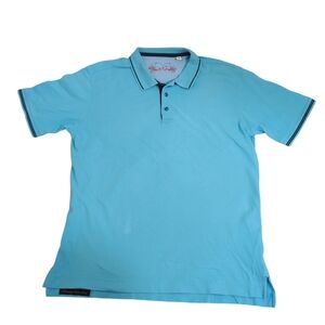 Robert Graham Clock Tower Polo shirt, skulls, light blue, men's large